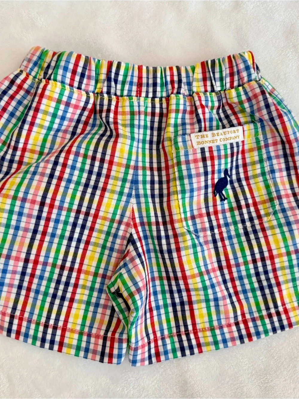 The Beaufort Bonnet Company Rainbow Gingham Shorts (size 2T)